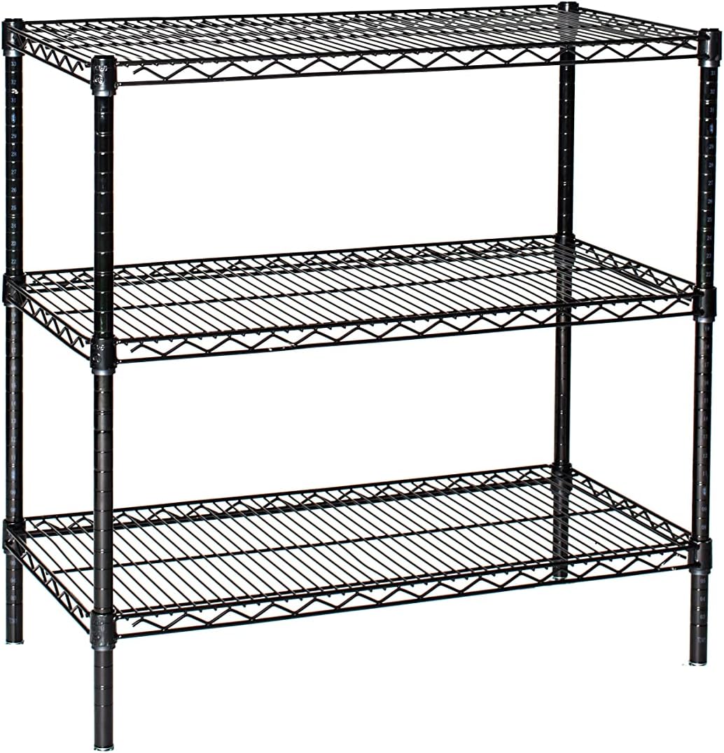 Omega 12" Deep x 24" Wide x 80" High 3 Tier Black Starter Shelving Unit