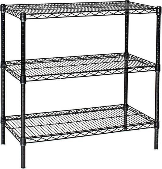 Omega 18" Deep x 42" Wide x 86" High 3 Tier Black Starter Shelving Unit