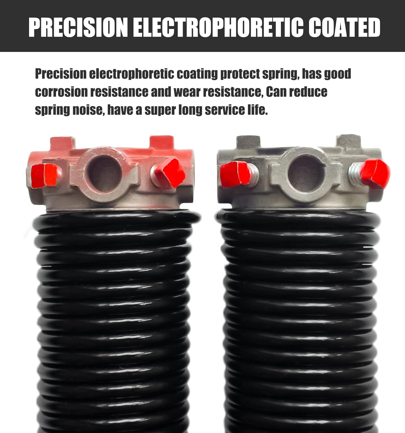 Garage Door Torsion Spring Set, Pair of 2" Electrophoresis Coated Garage Door Spring Replacement with 2 Non-Slip Winding Bars and Bearing, Minimum 16000 Cycles (.225x2x27")