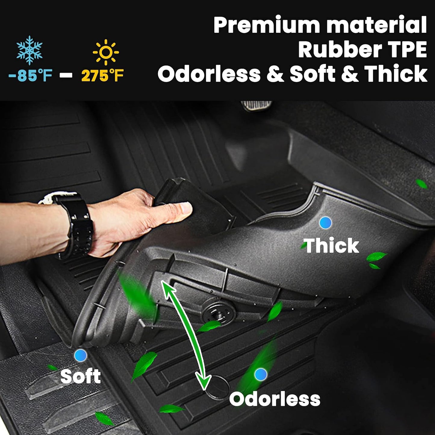 Auxko All Weather Floor Mats Fit for Honda CR-V 2017-2022 TPE Liners Accessories All Season Guard Odorless Anti-Slip Floor Mats for Honda CRV 2022 2021 2020 2019 2018 2017 Black