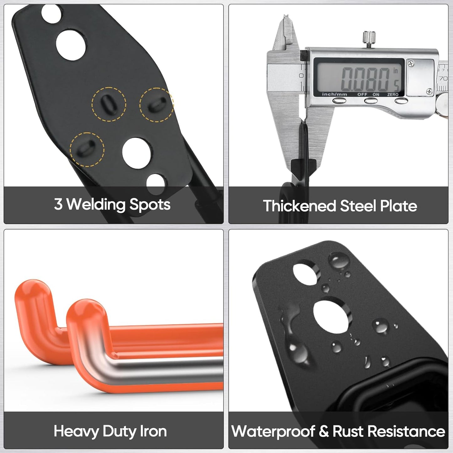 TICONN 2 Pack Heavy Duty Garage Hooks, Steel Utility Wall Storage Hooks, Wall Mount Hanger Organizer for Ladders, Bikes, Tools, Bulky Items (Small, Orange Circular)
