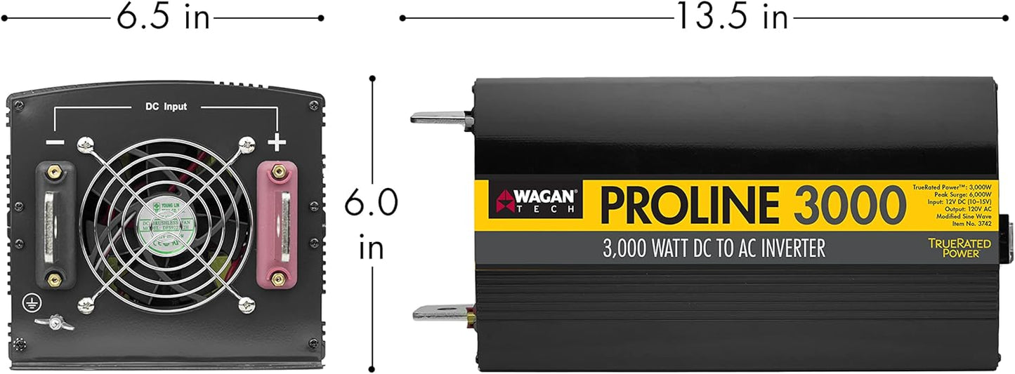 Wagan EL3742-4 24V 3000 Watt Power Inverter with Remote Control 6000 Watt Surge Peak Power Converter for Home RV Camping Van Life Off Grid