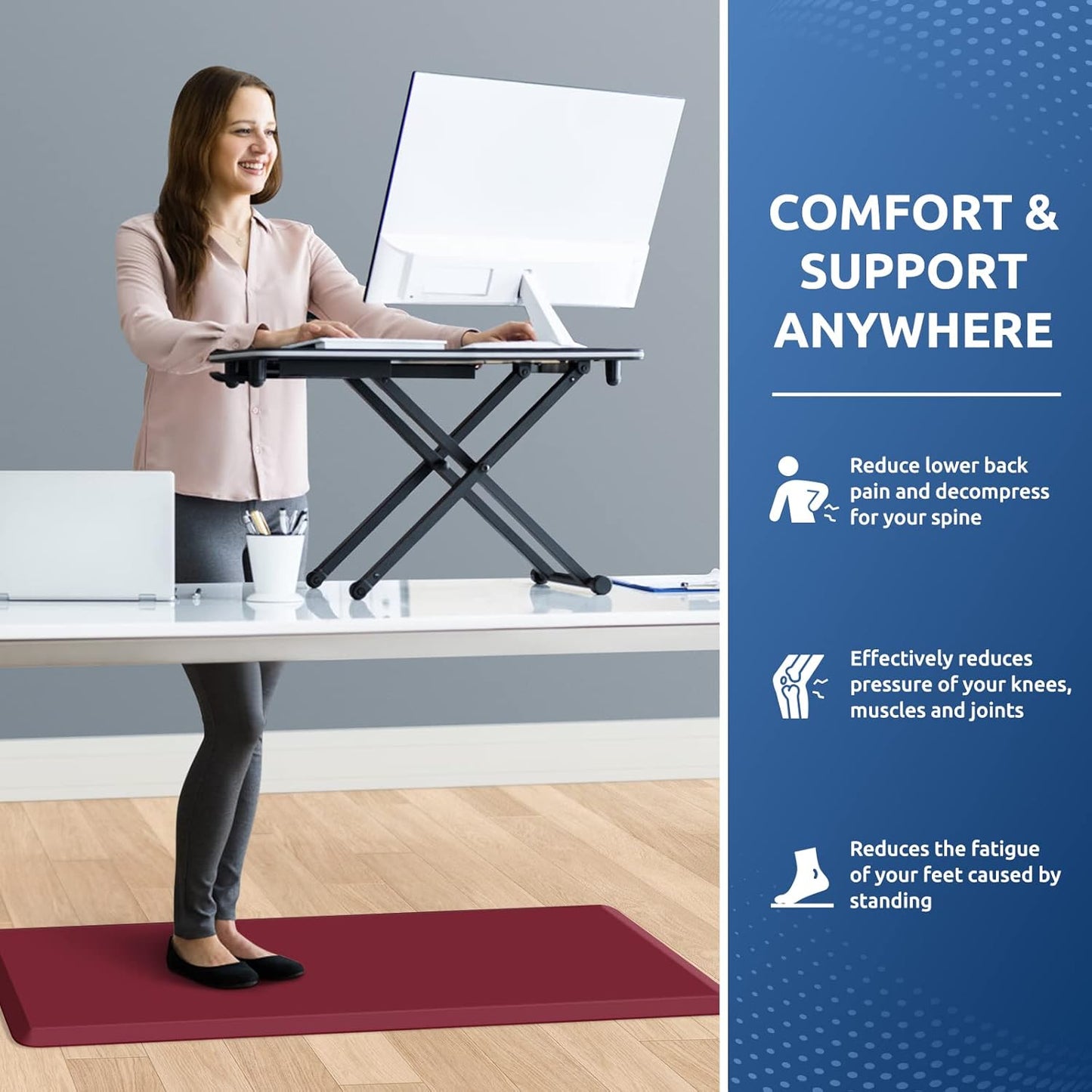 KitchenClouds Kitchen Mat Cushioned Anti Fatigue Kitchen Rug 17.3"x39" Waterproof Non Slip Kitchen Rugs and Mats Standing Desk Mat Comfort Floor Mats for Kitchen House Sink Office (Red)