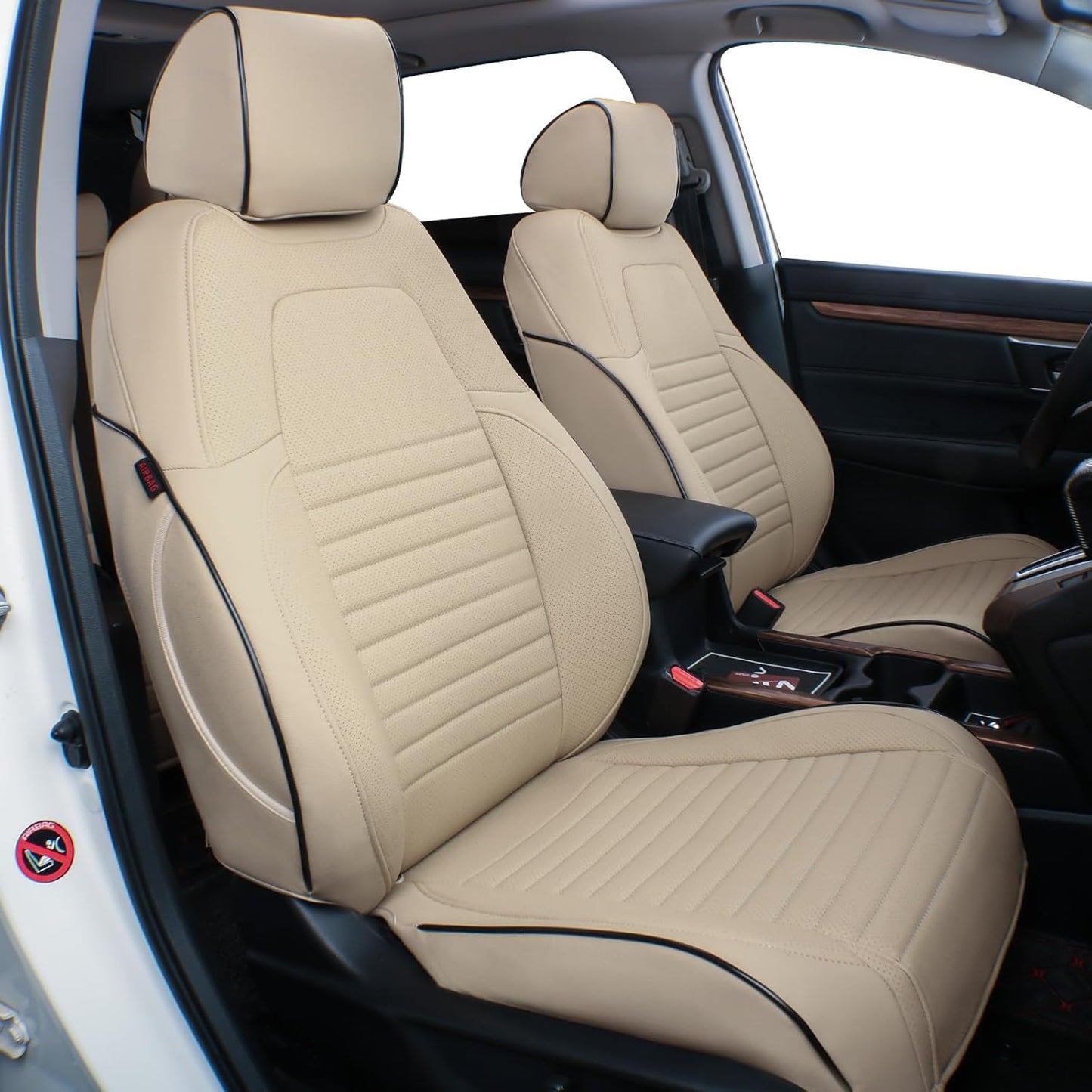 EKR Accord Car Seat Covers for Cars Honda Accord EX,EX-L,Sport,Sport SE,Touring 2017,Rear Row W/Split,Car Seat Covers Full Set,Leather Seat Covers Front Seats & Back-Leather(Beige)