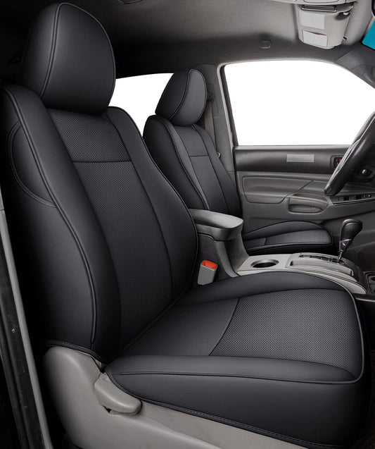 LUCKYMAN CLUB 2005-2015 Tacoma Custom Fit Seat Covers for Crew Cab with Faux Leather (2005-2015 Black)