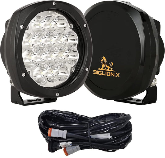 BIGLION.X 5Inch 160W Round Led Driving Lights Off Road Spot Lights Offroad Driving Light Bar 18800LM with Wiring Harness Waterproof IP69K 12V 24V for Pickup Trucks ATV UTV SUV