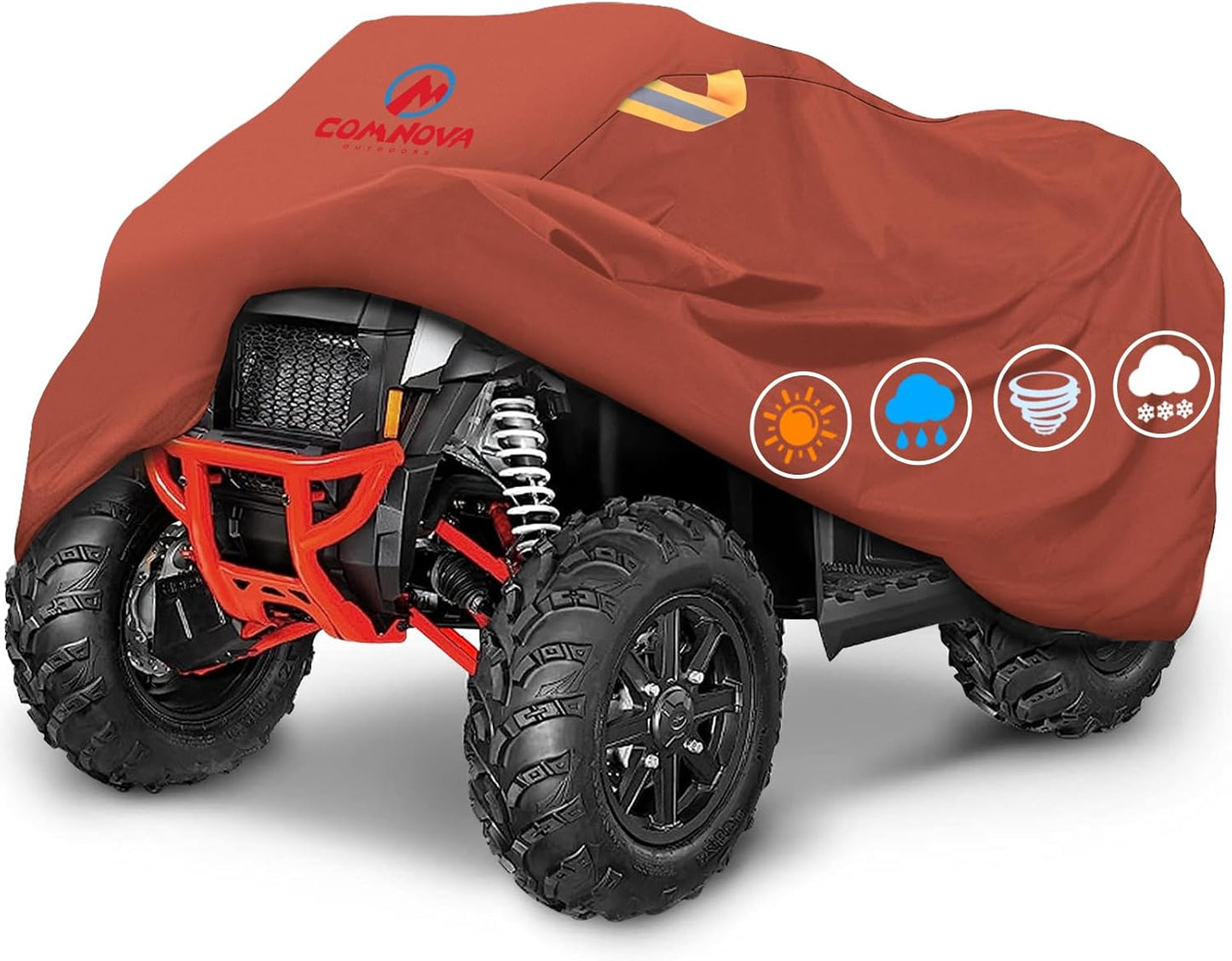 Comnova ATV Cover for 4 Wheelers - 88 Inch ATV Covers 600D Waterproof & Heavy Duty, Outdoor Four Wheeler Quad Cover All Weather Large for Polaris, Kawasaki, Arctic Cat, Honda, Yamaha and More