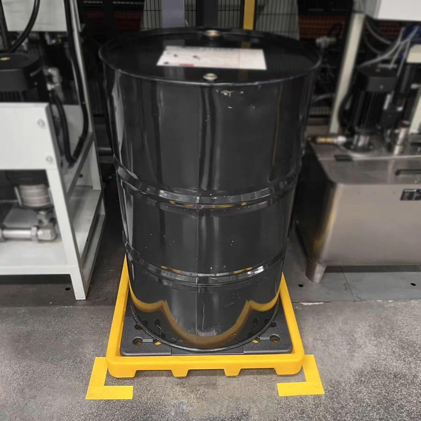 2 Drum Containment Spill Pallet, Polyethylene Low Profile Paint Bucket Tray, Industrial Garage Storage Detachable Shipping Leakproof Platform (Color : Yellow-2 Pack, Size : 13.4"x13.4"x2.6"