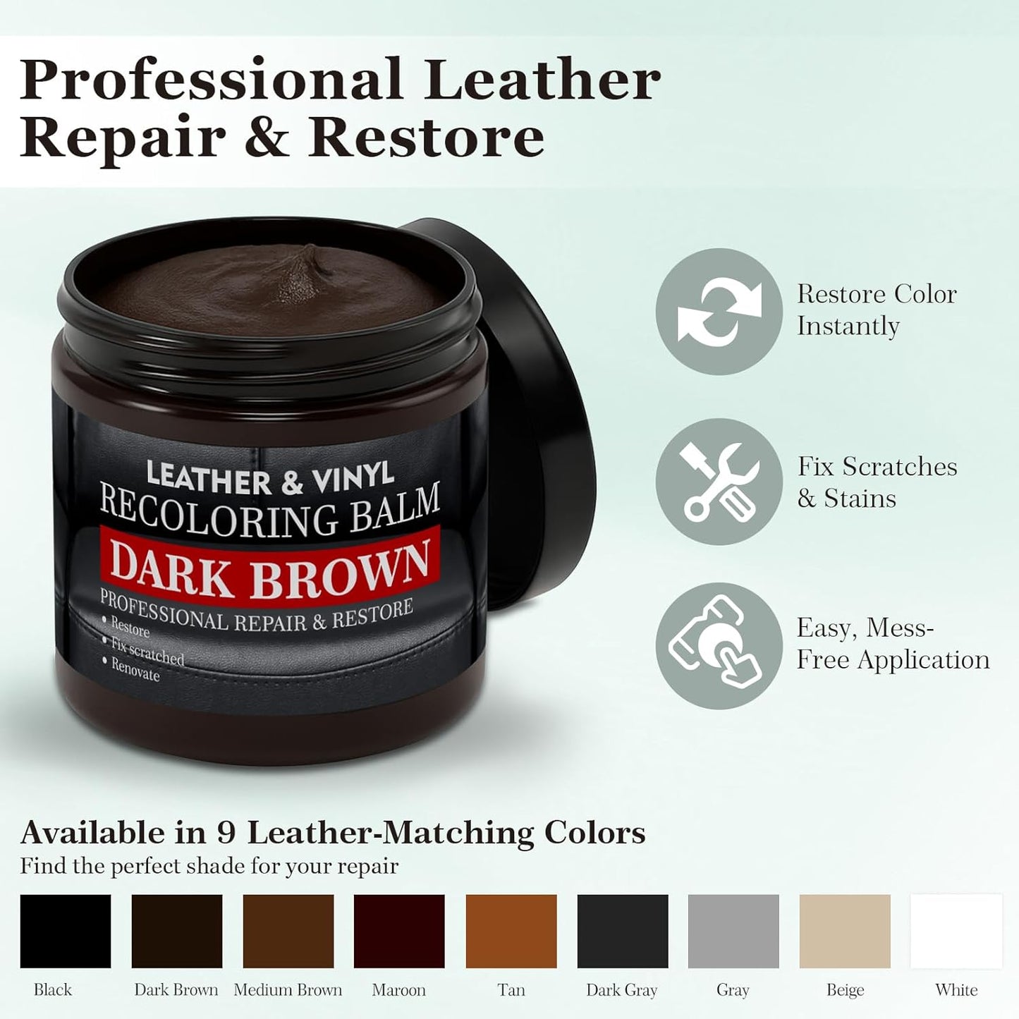 Leather Color Restorer, Leather Recoloring Balm, Scratch Remover, Leather Dye, Leather Paint with Leather Conditioner, Leather Repair Kit for Furniture Couches Car Seats Shoes, Maroon