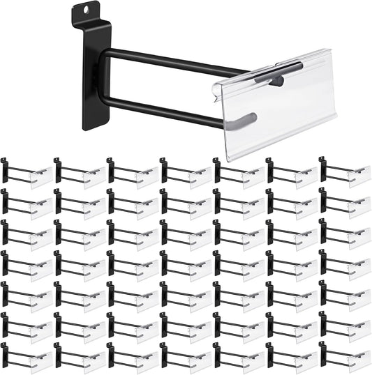 Polmart Heavy Duty Black Slatwall Panel Double-Bar Hooks - 50 Pack (6-inch)