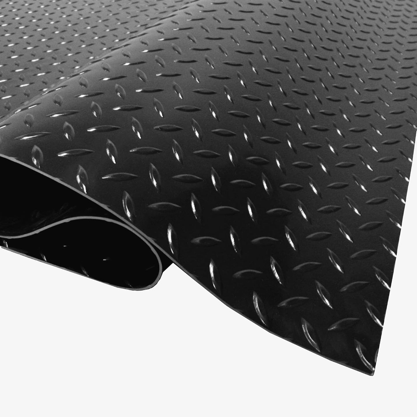 IncStores 2.5mm Thick Commercial-Grade Nitro Roll Garage Floor Mat | Flexible Vinyl Floor Mat for a Stronger and Safer Garage, Workshop, or Trailer | Diamond-Plate, Midnight Black, 10' x 100'