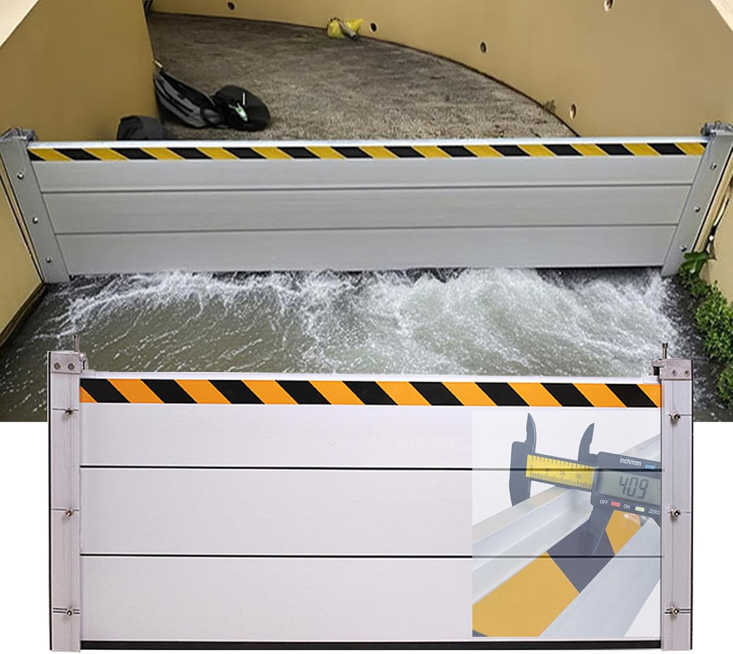 Reusable Heavy Duty Aluminum Flood Barriers for Home Exterior, Flood Protection Barriers Water Barrier Door Quick Detachable Garage Doors Detachable Mobile Rain Water Baffle ( H 39.4 inch L 21.5FT)