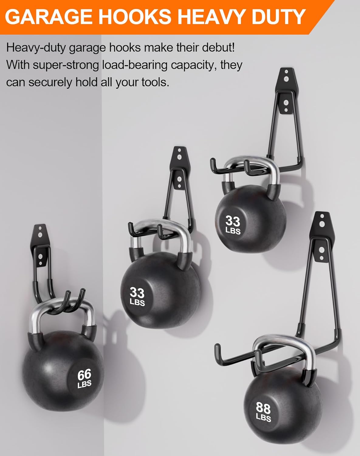 QcoQce 17 Pack Heavy Duty Garage Hooks with Extension Cord Straps, Wall Mount Hooks, Garage Organization and Tool Hangers for Bike, Ladder, Ropes and Garden Tools