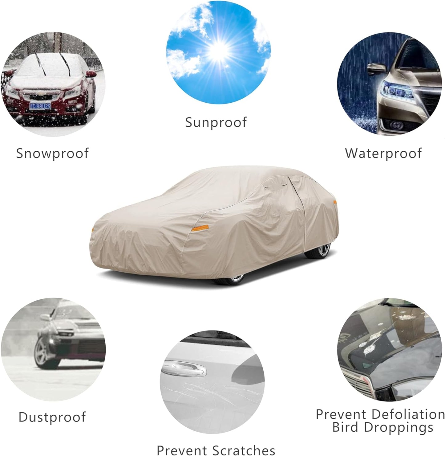 Heavy Duty Outdoor Car Cover Custom Fit for Toyota Highlander,Windproof All Weather Waterproof Sun Rain UV Dust Snow Protection Outdoor Car Covers