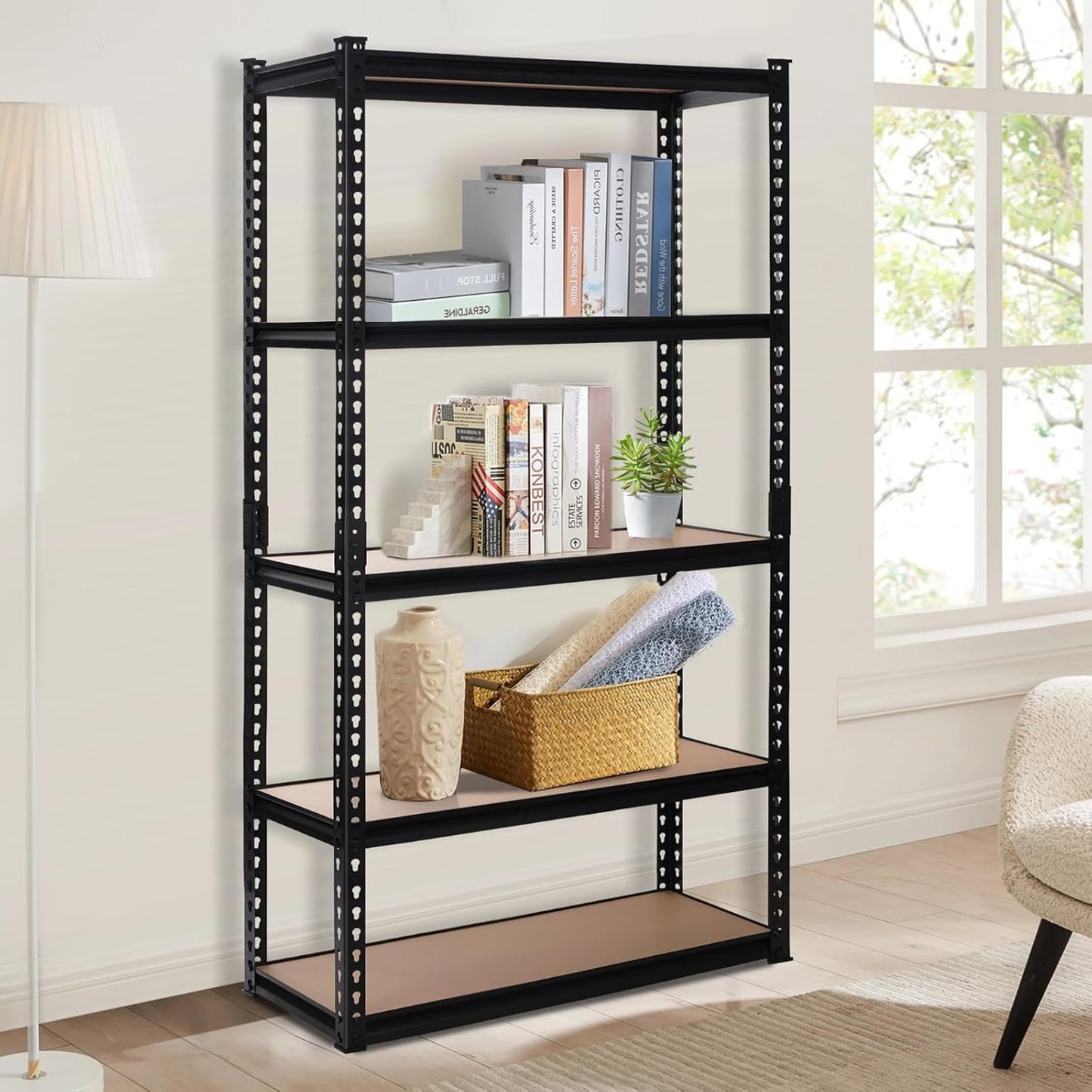 PACHIRA E-Commerce 5 Tier Storage Shelves 31.5" W x 15.75" D x 72" H, Adjustable Metal Shelving Heavy Duty Garage Shelving Unit Utility Rack Shelf for Storage Warehouse Pantry Closet, Black