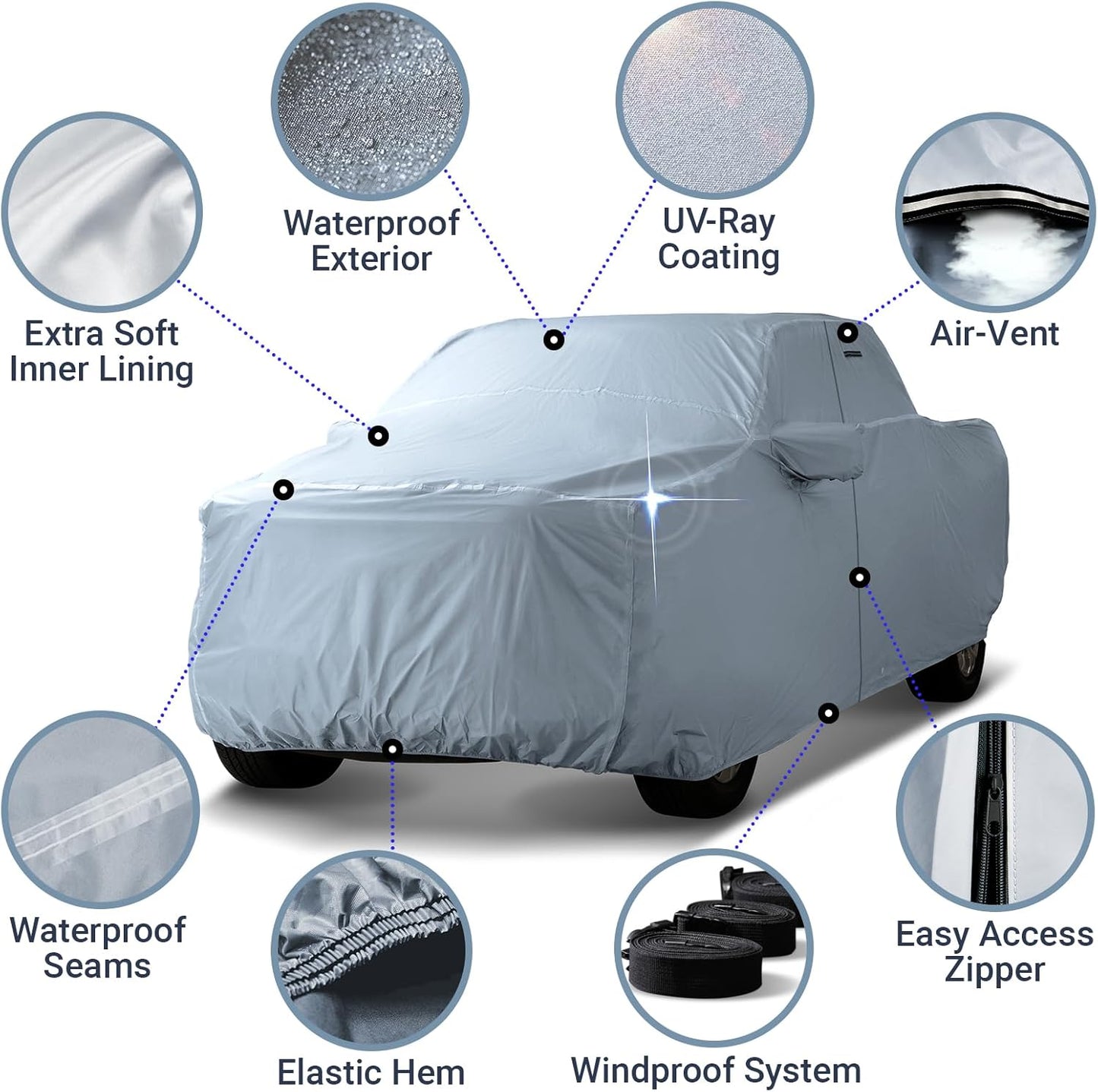 iCarCover Fits 2015-2022 Canyon Crew Cab, 6.2 ft Regular Bed GMC Truck Cover Automobiles Form-Fit Padded Full Exterior Waterproof Automobiles Protection Covers