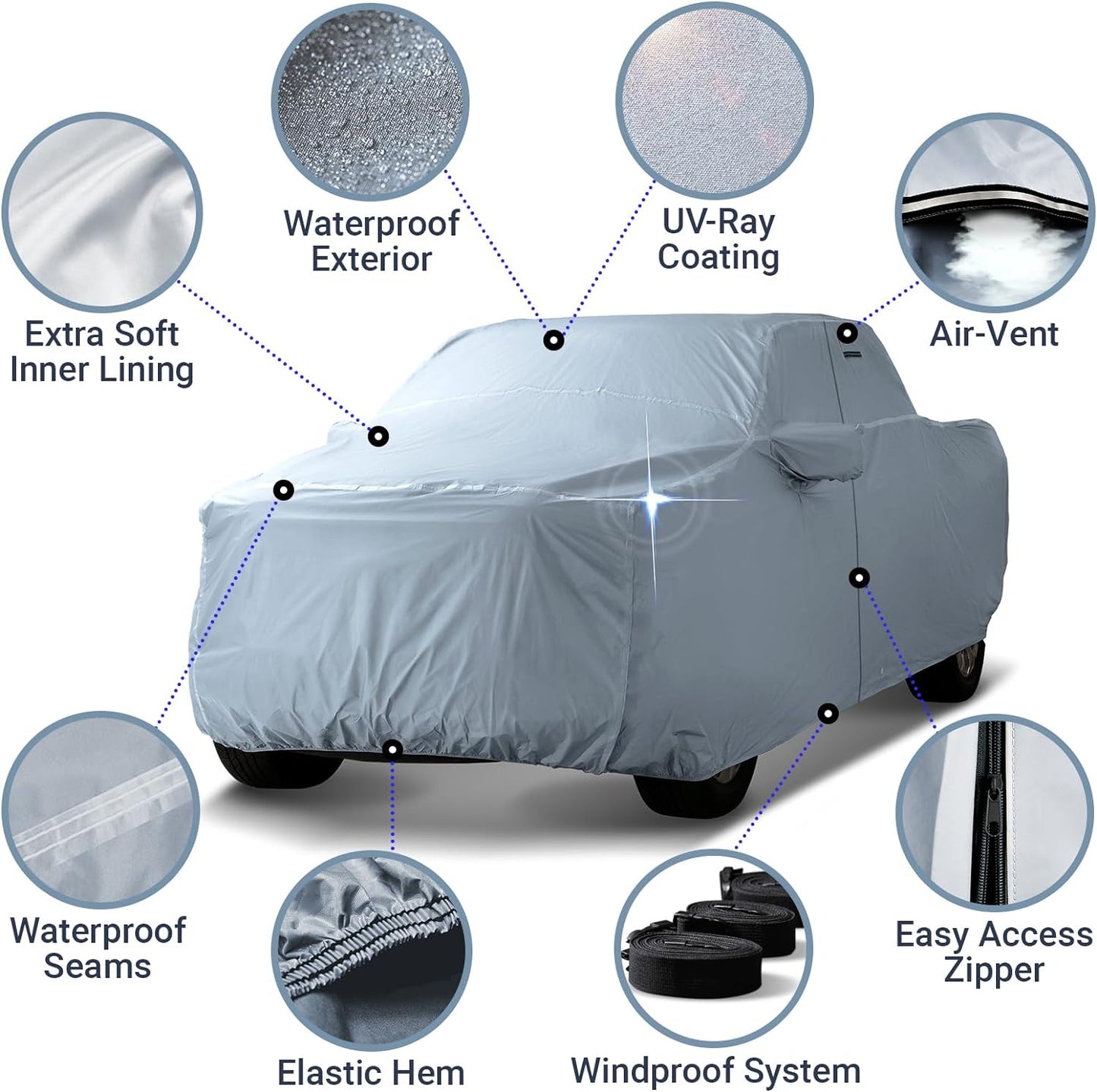 iCarCover Fits 2010-2024 F-150 Raptor SuperCrew Cab, 5.5 ft Regular Bed Ford Truck Cover Automobiles Form-Fit Padded Full Exterior Waterproof Automobiles Protection Covers