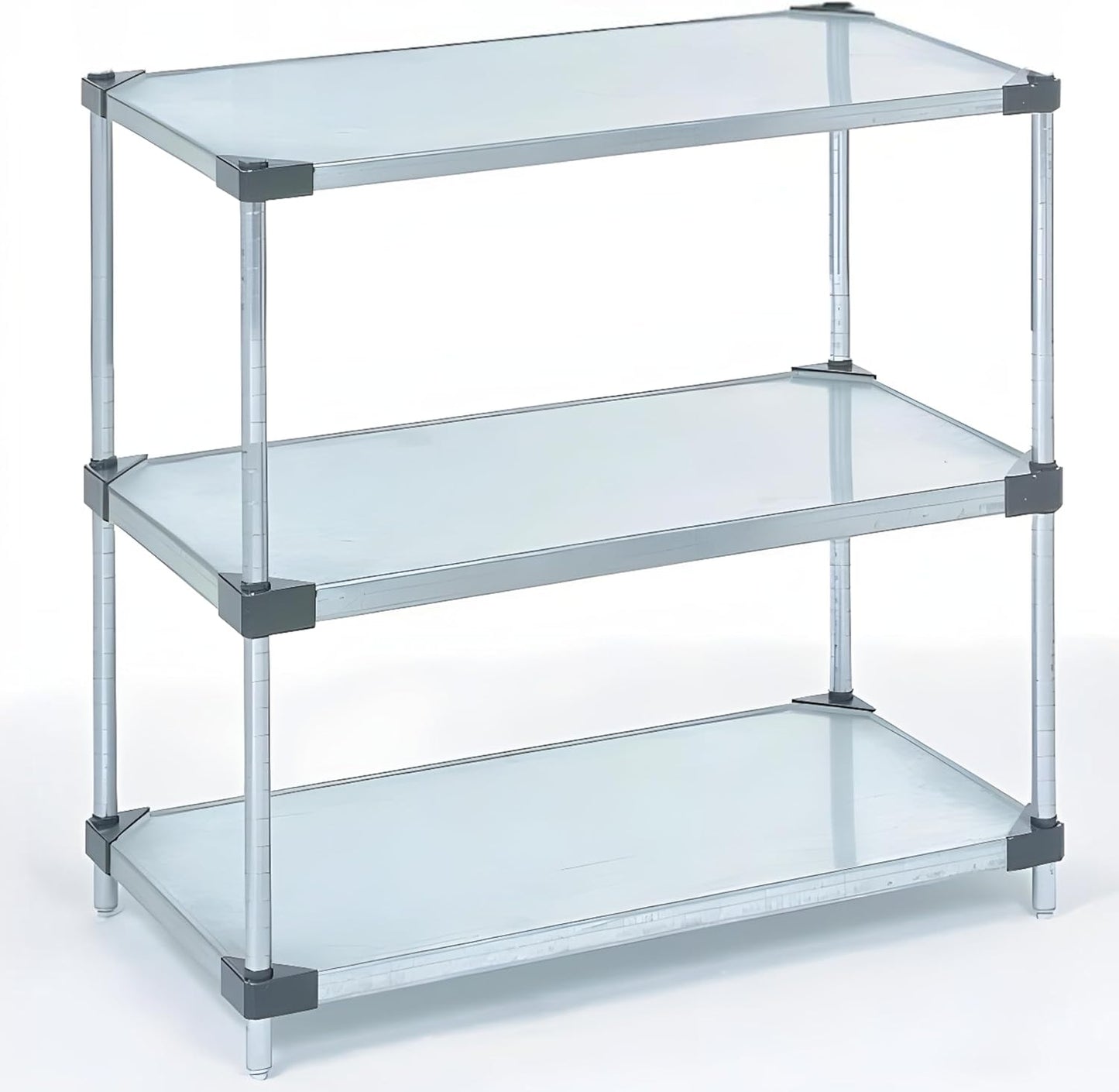 Omega 3-Tier Solid Galvanized Shelves, 18" Deep x 30" Wide x 34" HighHeavy Duty Storage Rack, Shelving Unit, NSF Certified, Ideal for Kitchen Garage Office Restaurant Warehouse 800-lb Capacity