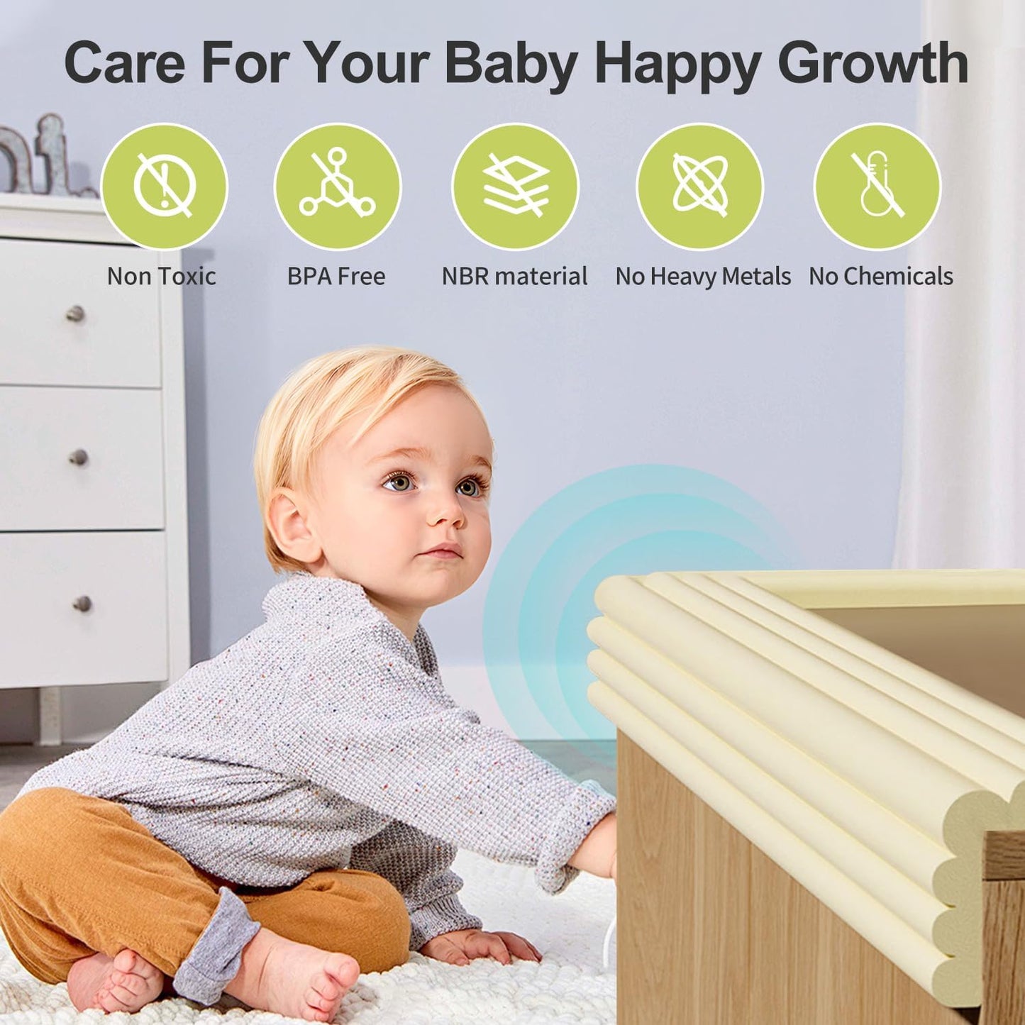 Baby Proofing Wall Corner Protector,Edge Guard Corner Protector,6.56ft Thinken Soft Corner Protectors Pre-Taped Soft Rubber Foam Edge Cushion for Furniture (Brown-L, 6.56Ft x 5.9" W x 0.47" Th)
