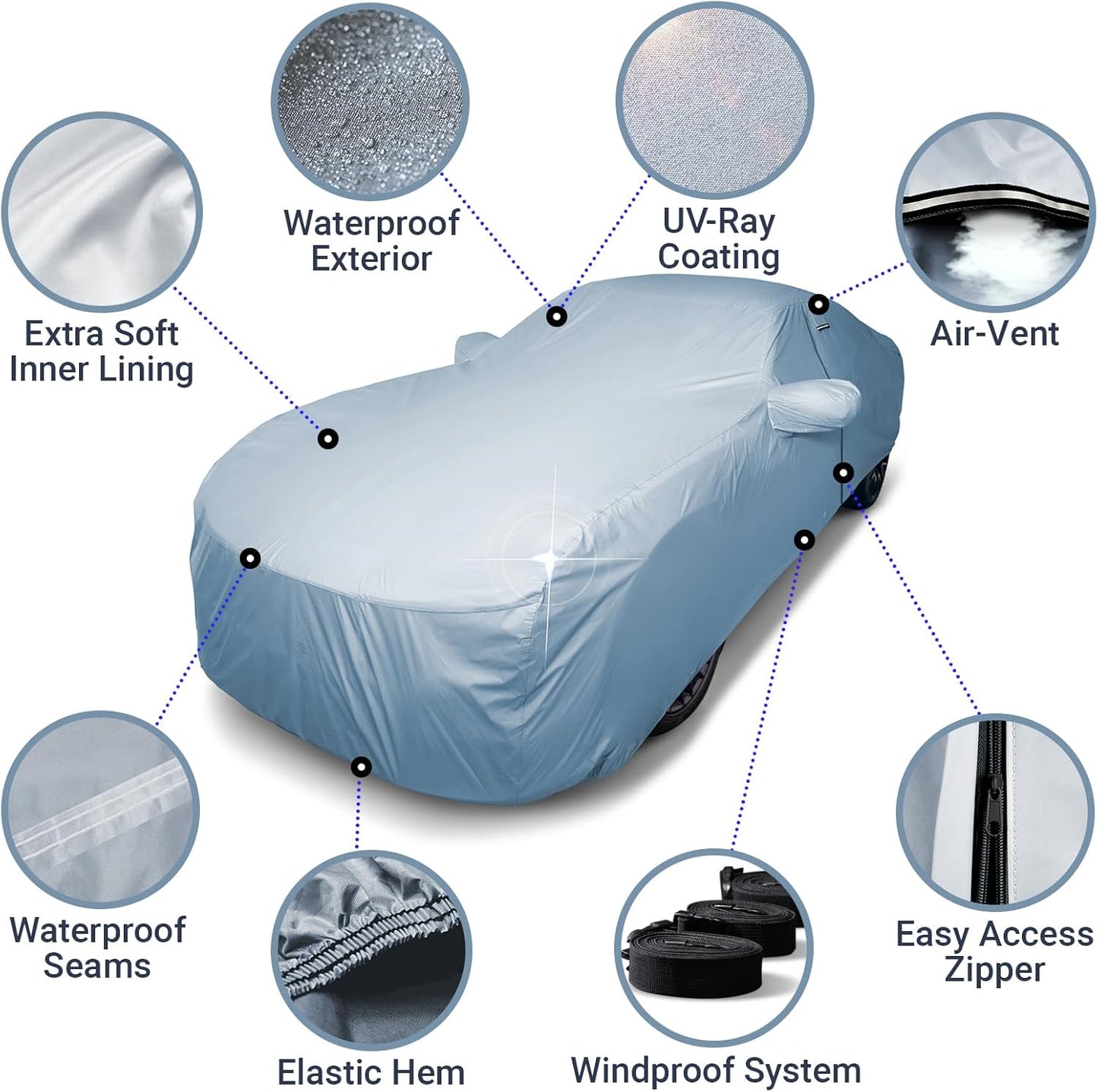 iCarCover Custom Car Cover Compatible with Challenger 2008-2024, Waterproof All-Weather Rain Snow UV Sun Protector Full Exterior Indoor Outdoor Car Covers, 1-Tone (Solid Gray)