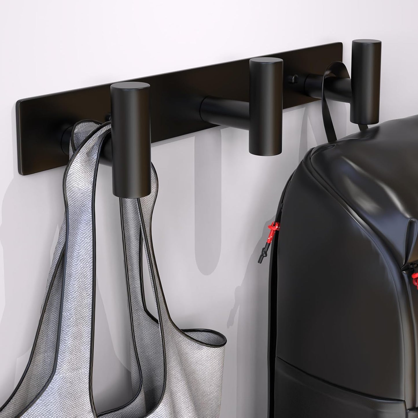 Coat Rack Wall Mounted with 3 Hooks,Heavy Duty Wall Hooks for Hanging Towel Coat Hat Bag, Metal Coat Hooks Hat Rack Coat Hanger Towel Hooks for Entryway Bathroom Kitchen (Black, 2 Packs)