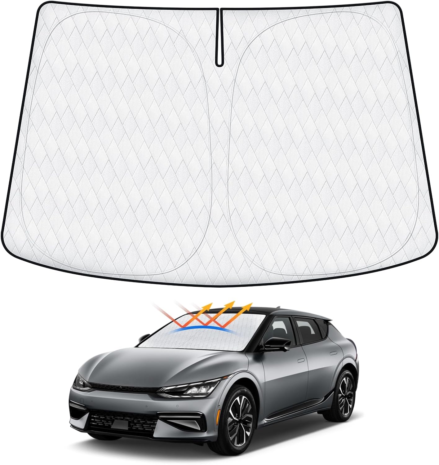 5-Layer Lighttight Windshield Sun Shade Fits for Kia EV6 2022-2024 2025 2026 Foldable Sun Shade for EV6 Accessories Car Front Window Sunshade Sun Visor