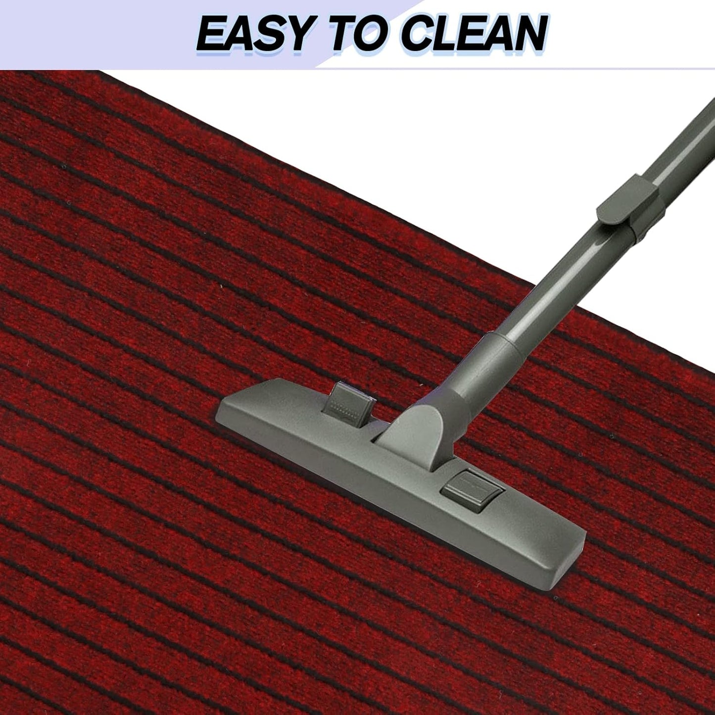 Custom Size Backed Non-Slip Area Rugs Runner, Easy Clean, Waterproof Runner Rugs for Hallway Entryway, Kitchen, Laundry, 4FT x 26FT, Red Stripe