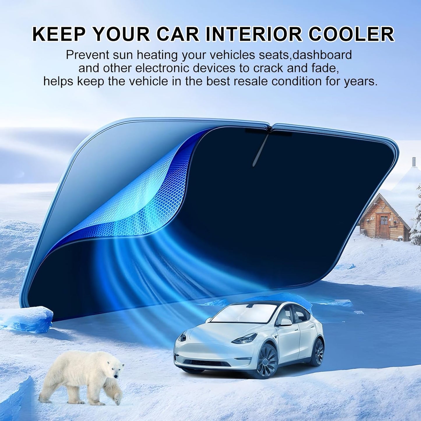 T TGBROS Windshield Sun Shade for Volkswagen ID.4 2021-2024 2025 Front Window Sun Shade Foldable Sun Shield Sun Visor Cover Block Heat and Sun Protection