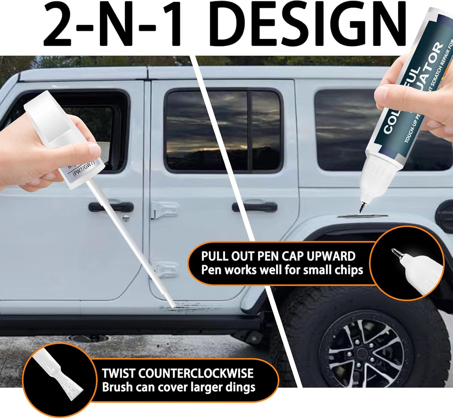 PXJ/KXJ Diamond Black Crystal Pearl Touch Up Paint for Jeep, Car Paint Pen Scratch Repair Two-In-One Touch Up Paint, Premium Car Scratch Remover for Deep Scratches