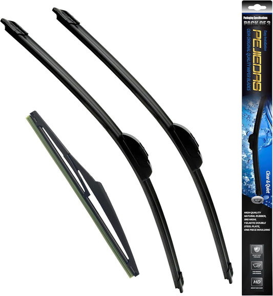 Set of Wiper Blades, Front Wiper + Rear Wiper Blades for Kia Soul 2010-2020/Kia Sorento 2011-2015 (24 inch + 20 inch + 11 inch Wiper Blades) OE Original Style