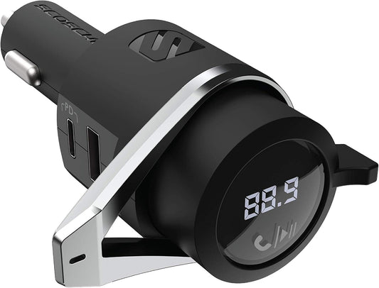 Scosche BTFMPD3SR-SP1 Universal Bluetooth Hands-Free Car Kit with Digital FM Transmitter and 20-Watt USB-C PD + 12W Type-A Charging Ports