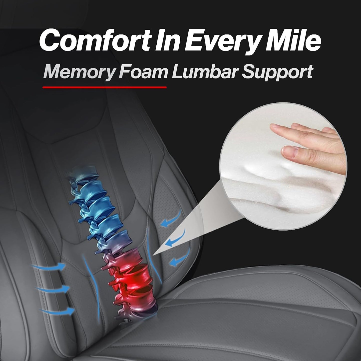 Coverland Custom Car Seat Covers Compatible with 2007-2014 Sierra 2500HD Crew Cab - Premium Leather Non-Slip Memory Foam Waterproof Interior Protector Front Seat-Dark Gray [See Size Chart-Size A38]