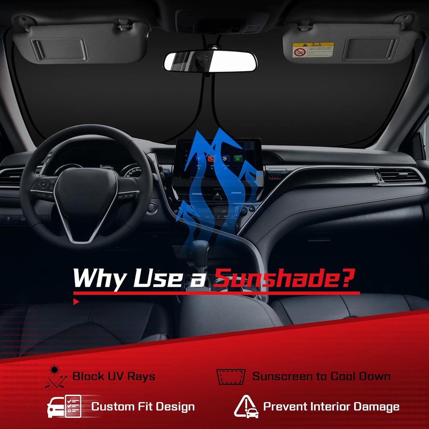 ARISMOTOR Windshield Sun Shade for Kia NIRO 2017-2024, Custom Fit Foldable Front Window Sunshade Sun Visor Protector, Block UV Rays Keep Your Car Cooler