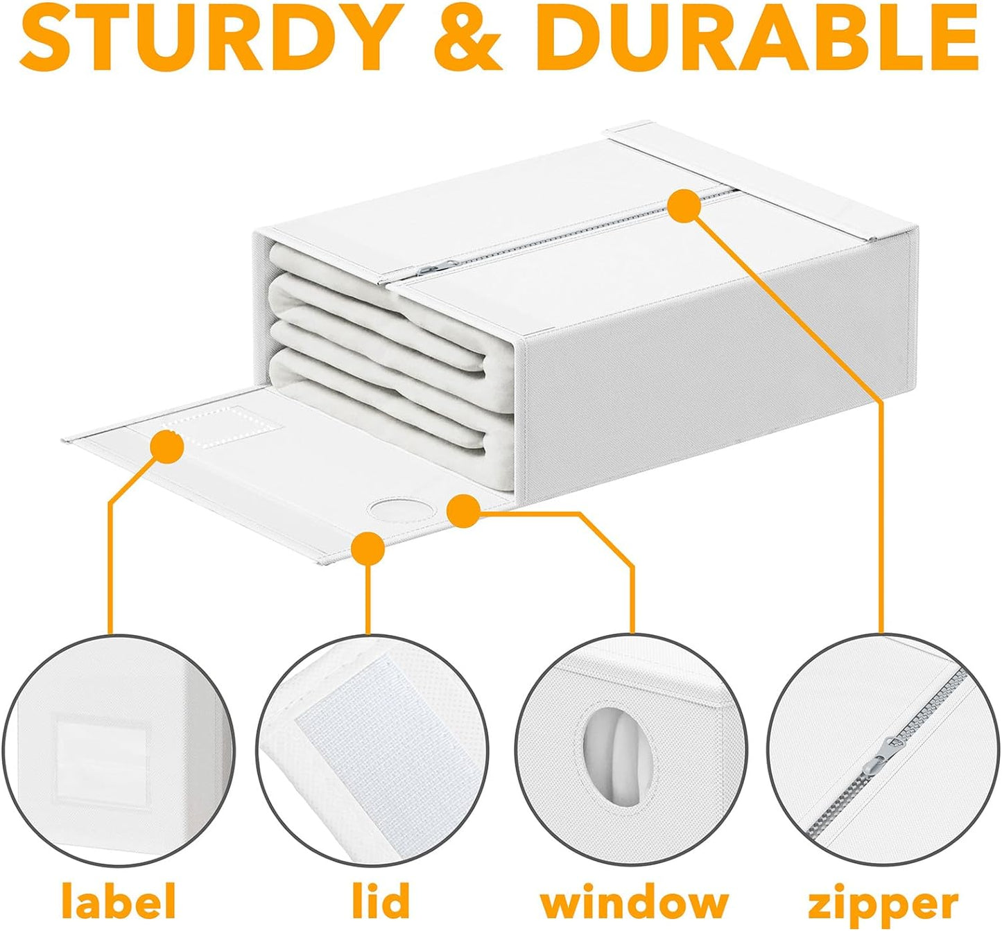 SpaceAid 6 Pack Bed Sheet Organizers and Storage, Foldable Sheet Organizer with Window for Linen Closet, Set Folder Keeper for Queen & King Size Bedding Storage (White)