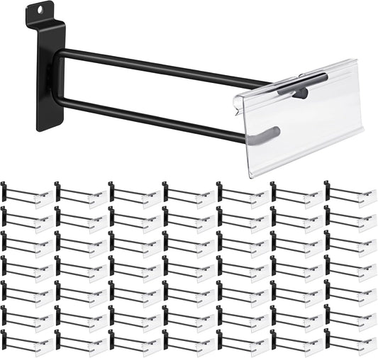 Polmart Heavy Duty Black Slatwall Panel Double-Bar Hooks - 50 Pack (8-inch)