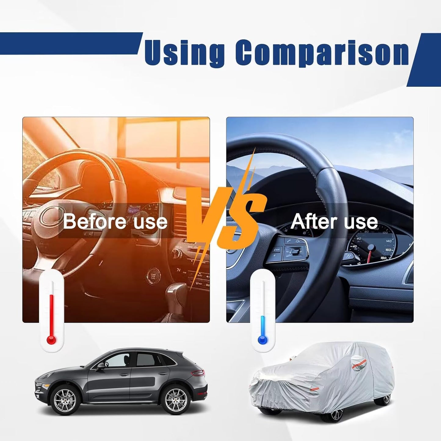 Kayme 6 Layers SUV Car Cover Custom Fit for Hyundai Santa Fe (2006-2025) Waterproof All Weather for Automobiles, Outdoor Full Cover Rain Sun UV Protection.Silver