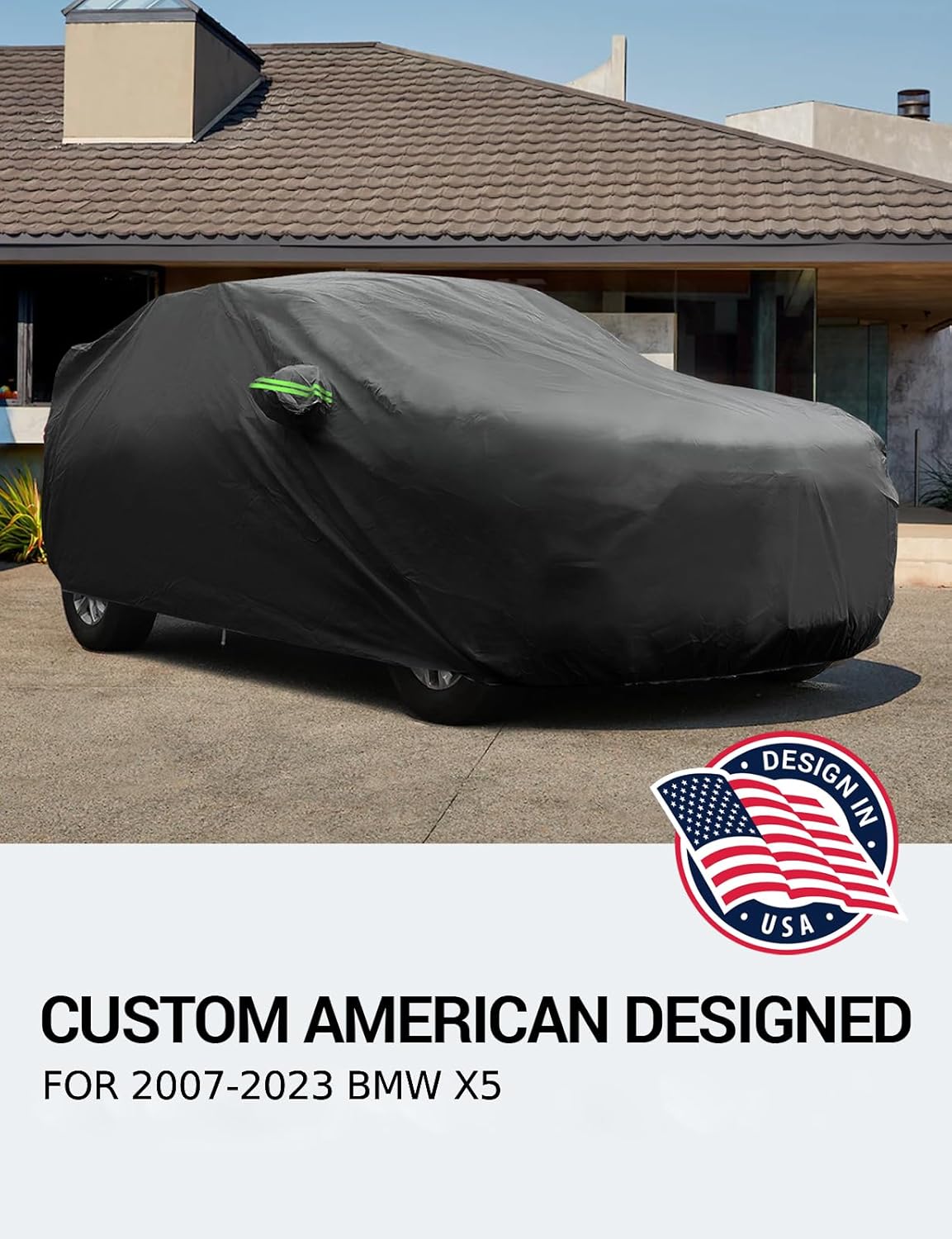 Proadsy 2025 Upgrade Car Cover for BMW X5 2007-2023 2024 2025,Waterproof All Weather for Automobiles, Windproof Snowproof Rain Hail Sun UV Protection Full Outdoor Indoor Exterior Car Covers, Black