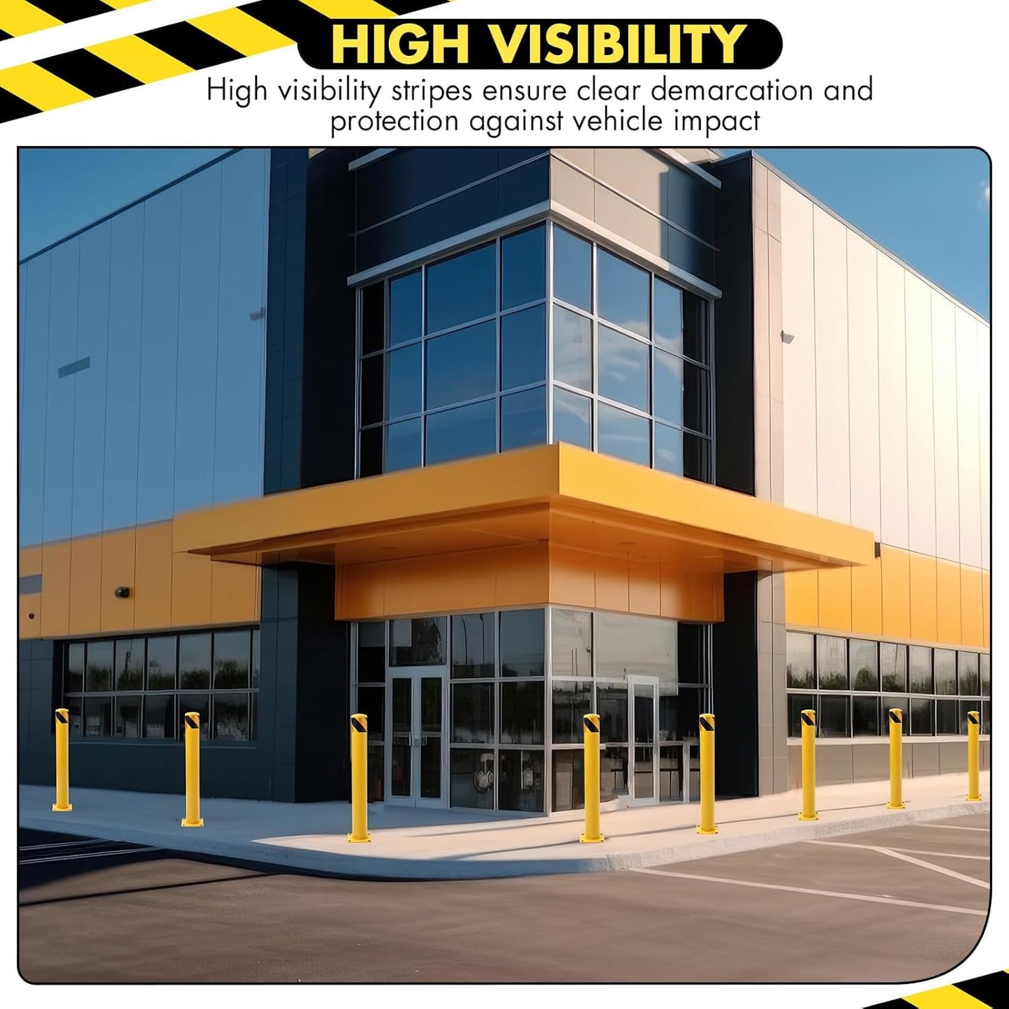 6 Pack Safety Bollard Post, 30 Inch Height 4.5 Inch Diameter Yellow Pipe Safety Steel Bollards with Anchor Bolts and Wrench, Steel Bollards for Road Warning Construction Public Place Traffic Control