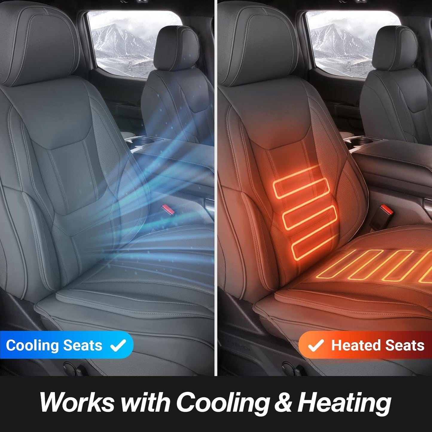 Coverland Custom Car Seat Covers Compatible with Sierra 2500HD, Silverado 2500HD - Premium Leather Non-Slip Waterproof Cover Custom Interior Protector Full Set-Dark Gray [See Size Chart-Size X117]