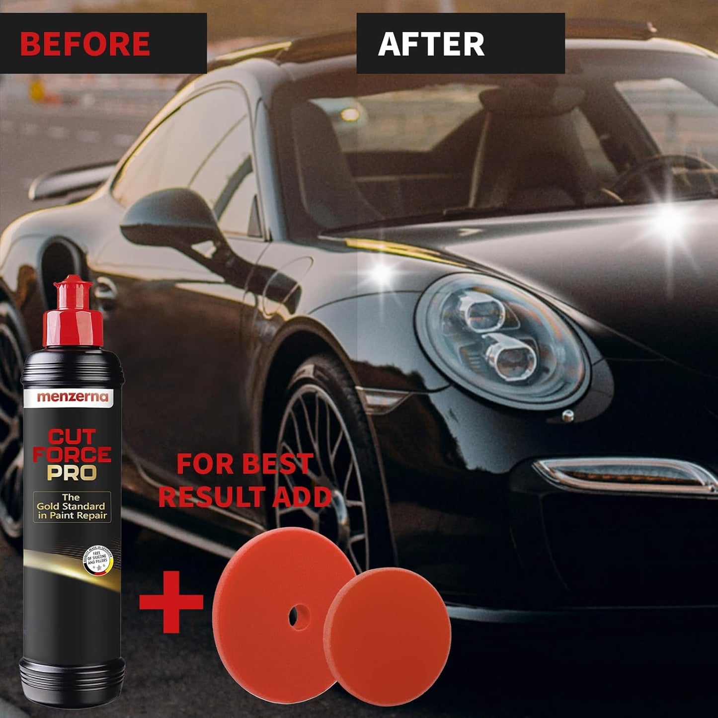 menzerna "Cut Force Pro" Car Polish 8 oz I Premium Polish with Heavy Cut and high Gloss Finish I Buffing & Polishing Compound for Car Maintenance I for Scratches & Sanding Marks I Car Body Repair