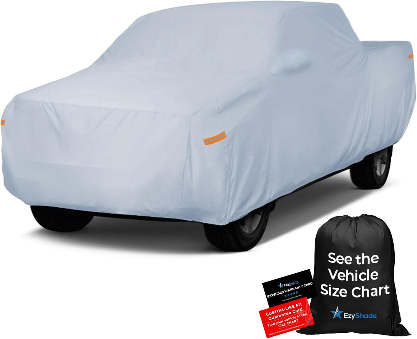 EzyShade 10-Layer Truck Cover Waterproof All Weather. See Vehicle Size-Chart for Accurate Fit. Full Outdoor Pickup Truck Covers for Colorado Ranger Tacoma. Sun Wind Rain. Size T0 (See SizeChart)