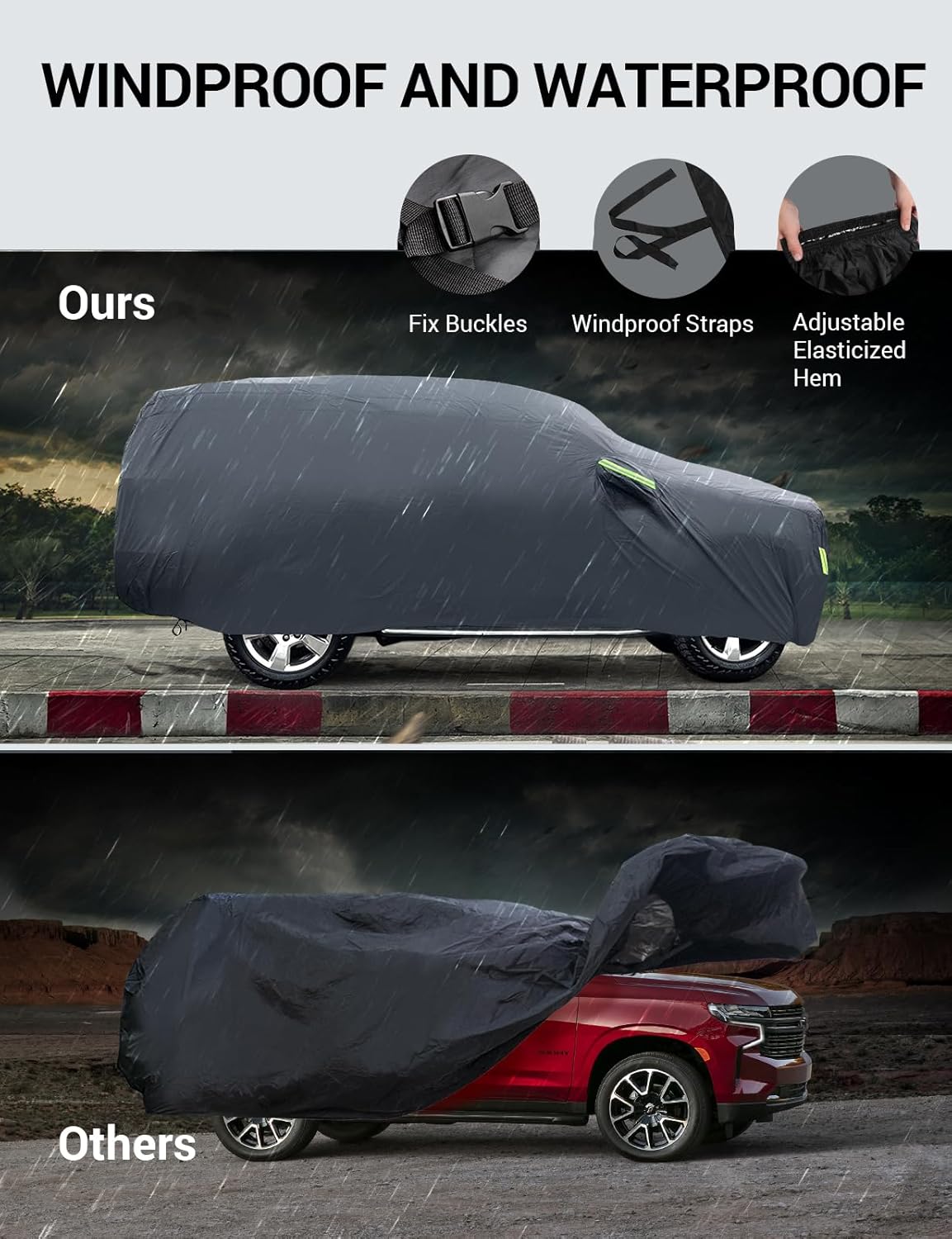 Proadsy 2025 Upgrade Car Cover Compatible with Jeep Grand Cherokee 2011-2024 2025 Windproof All Weather Waterproof Sun Rain UV Dust Snow Protection Outdoor Covers