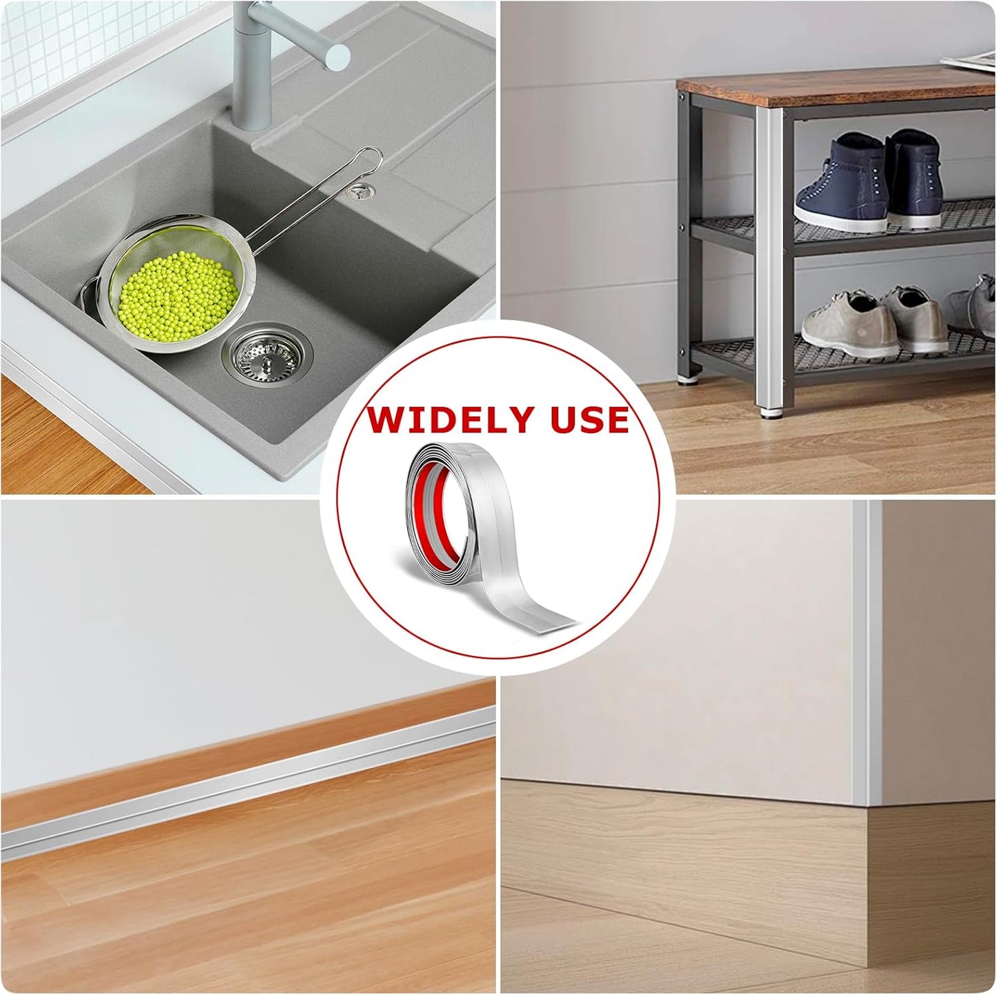 Flexible Wall Corner Protector Moulding Trim Peel and Stick Wall Corner Guards Edge Protector Self Adhesive Molding Trim Strip for Edge Ceiling (Silver, 0.8 in x 10 Ft)