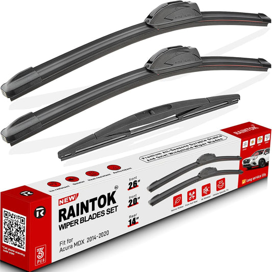 Windshield Wiper Blades Replacement for Acura MDX 2014 2015 2016 2017 2018 2019 2020 Original Factory Quality Front Rear Wipers Blade Set for Car - 26" 20" 14" (Piece of 3)