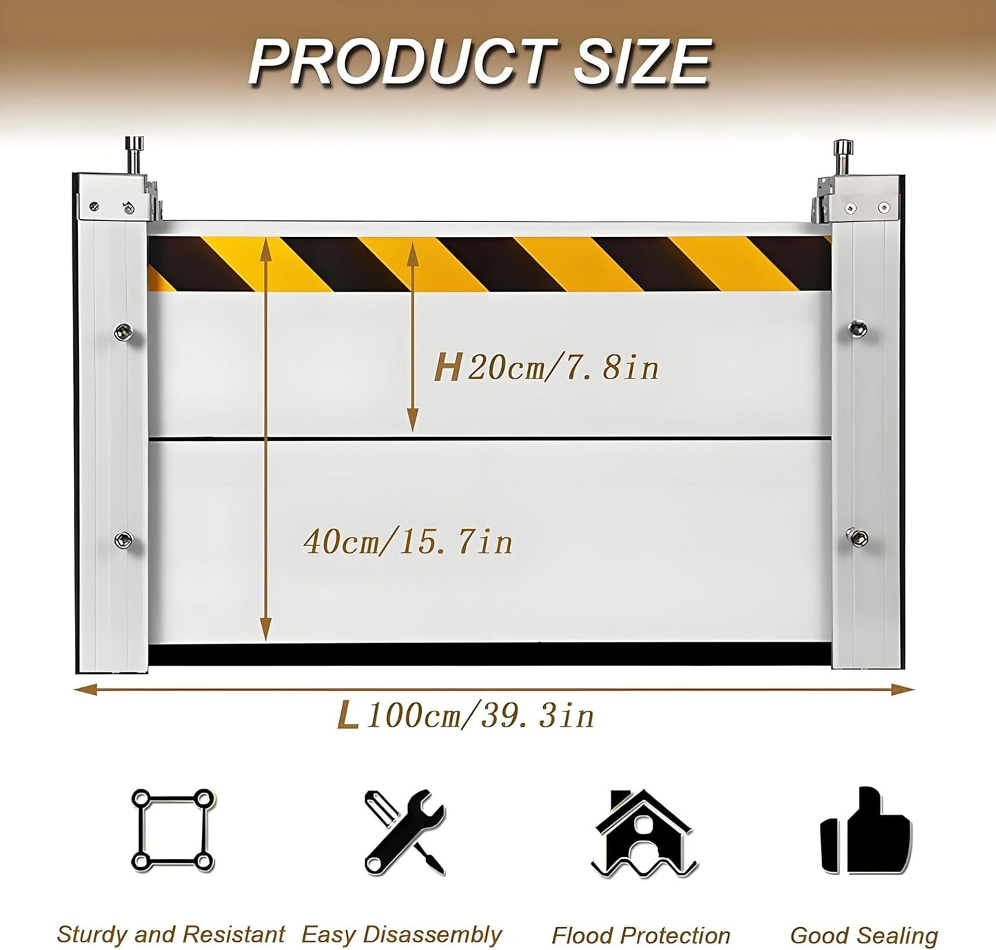 Flood Barriers for Home Exterior,Aluminum Alloy Outdoor Garage Doors Water Barriers for Flooding(H31.5Inch,L3FT)