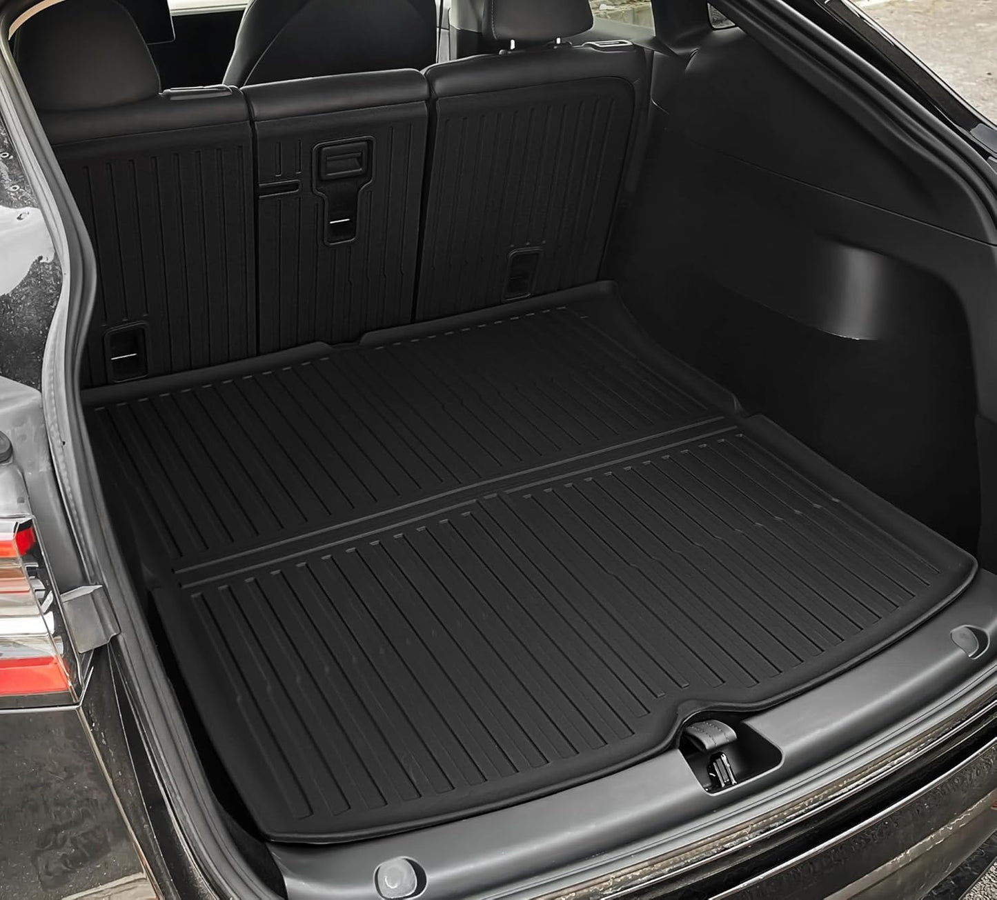 OEDRO Floor Mats & Trunk Mat with Backrest Fits for Tesla Model Y 5-Seat 2024-2020 Custom Fit All Weather Durable TPE Automotive Interior Cargo Liners Trunk Mat Accessories for Model Y (NOT 7-Seat)