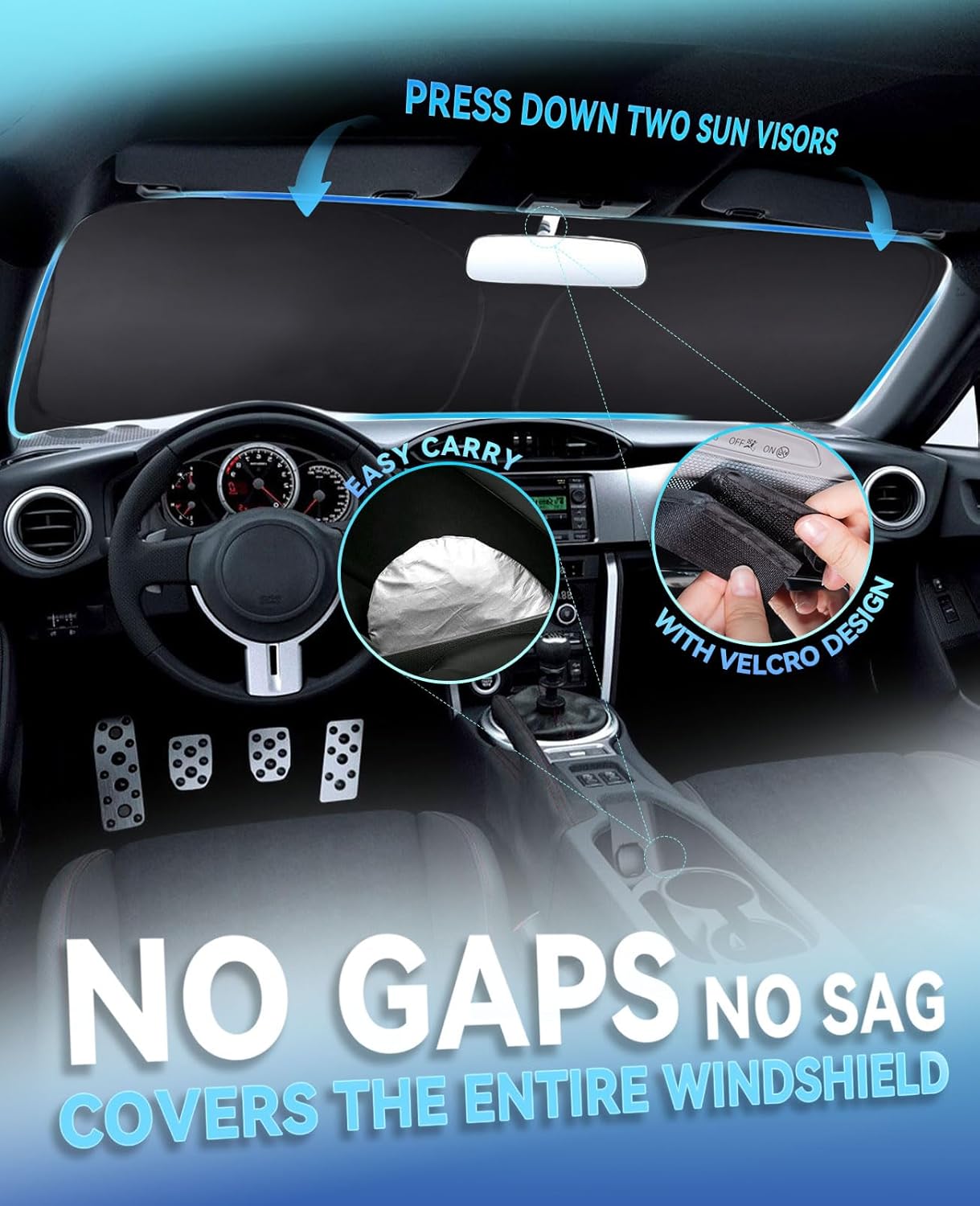 Windshield Sun Shade for 2008-2015 2016 Ford Super Duty F250 F350 F450 F550 Foldable Sunshade Front Windshield Cover for F350 Window Sun Visor Protector for UV Ray Sun Heat Protection Car Accessories