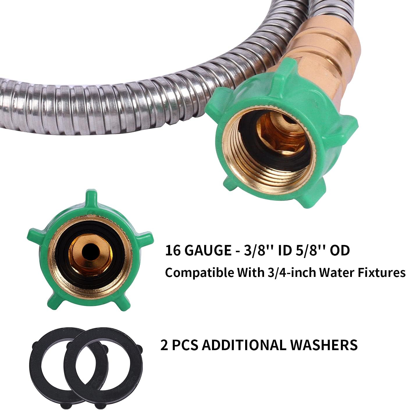 Metal Short Garden Hose 6 ft, 8 ft, 12 ft Flexible Stainless Steel Garden Hose 15 ft, 30 ft, 50 ft Heavy Duty Water Hose Flexible Water Hose (12FT)