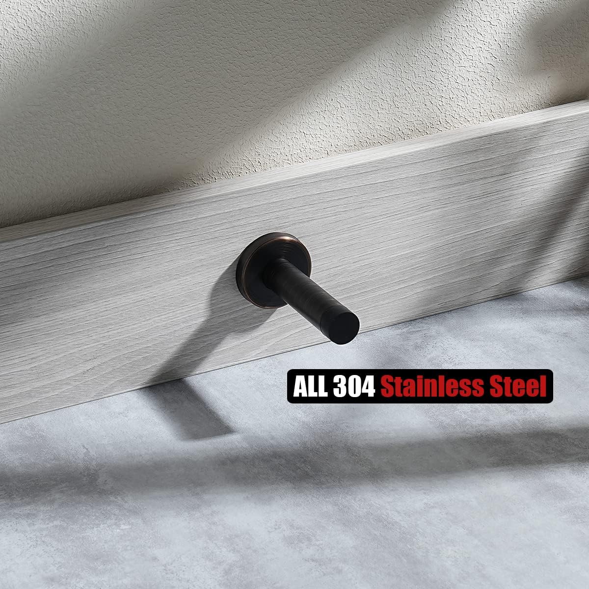 JQK Door Stopper Oil Rubbed Bronze, 304 Stainless Steel Thicken 1mm Sound Dampening Door Stop Bumper Wall Protetor 4 Pack, ORB, DSB5-ORB-P4