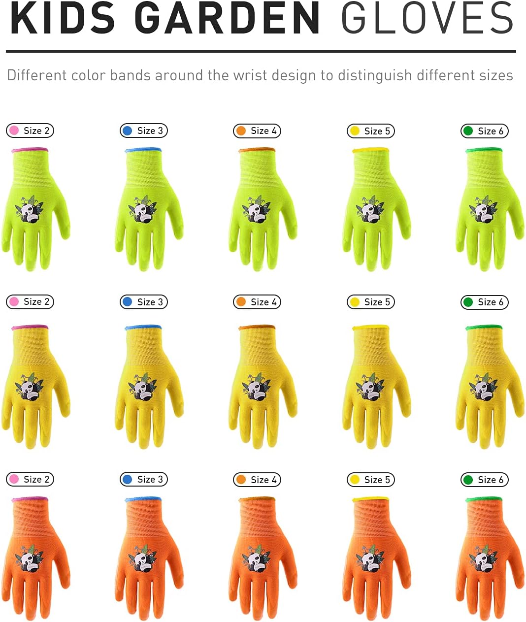 HANDLANDY 2 Pairs Kids Gardening Gloves, Toddler Children Garden Yard Work Outdoor Playing Gloves, Rubber Coating, for Girls Boys Youth (Size XXL, Yellow)